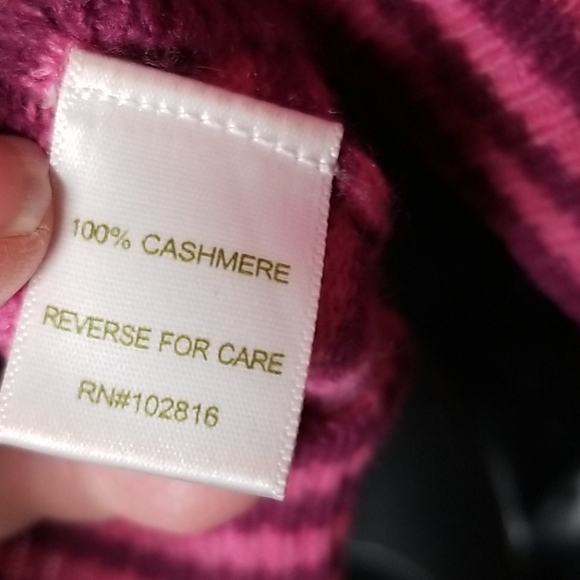 Garnet Hill cashmere pink striped sweater - Picture 5 of 8